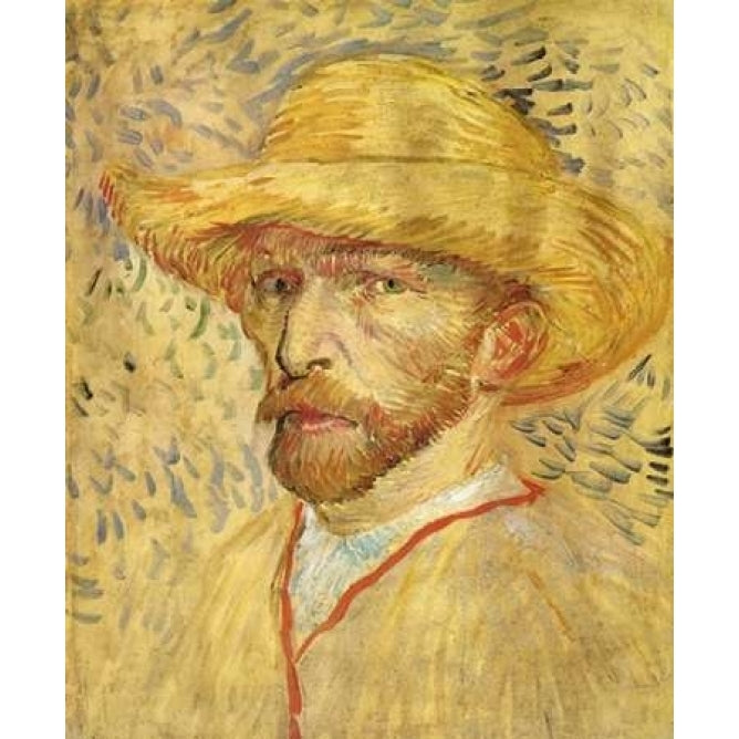 Self Portrait Straw Hat Poster Print by Vincent Van Gogh Image 1