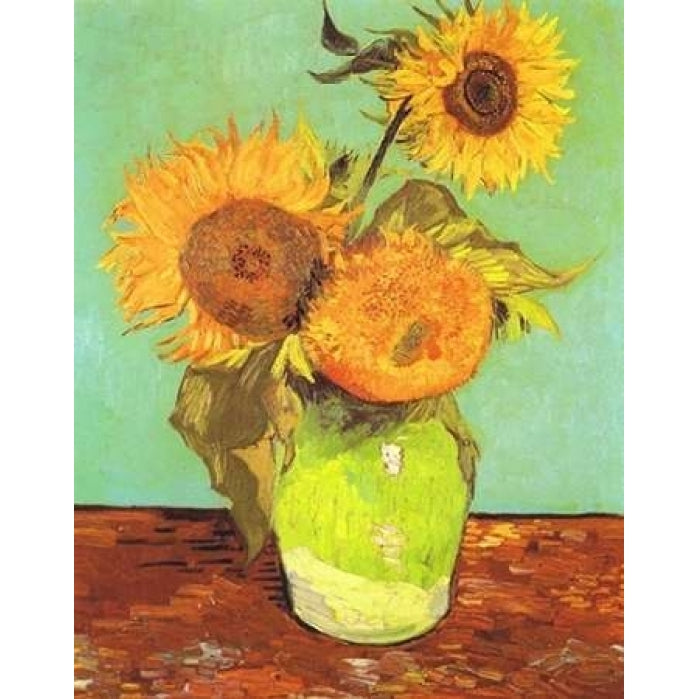 Vase With Three Sunflowers Poster Print by Vincent Van Gogh Image 1