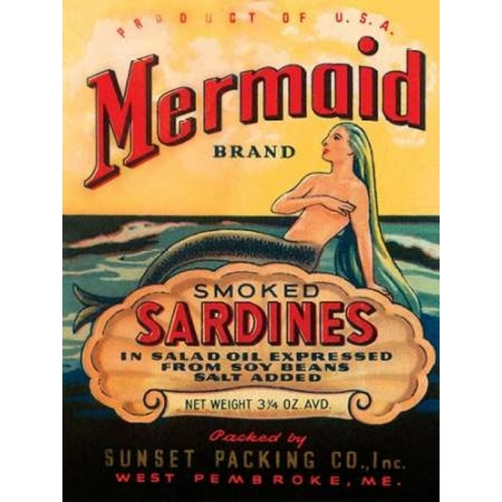 Mermaid Brand Smoked Sardines Poster Print by Unknown Image 1