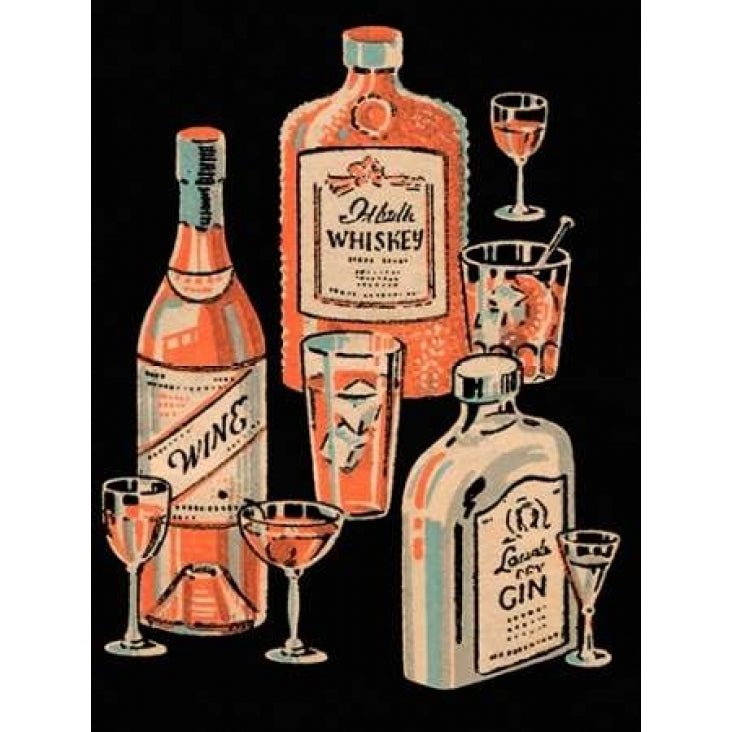 Whiskey Wine and Gin Poster Print by Vintage Booze Labels Image 1