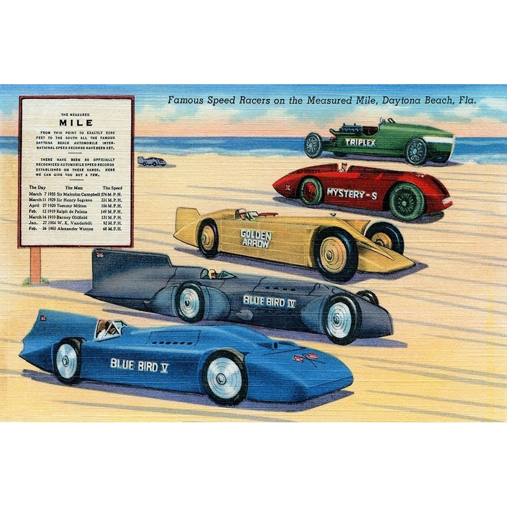 Famous Speed Racers on the Measured Mile Poster Print by Retrotravel Retrotravel Image 1