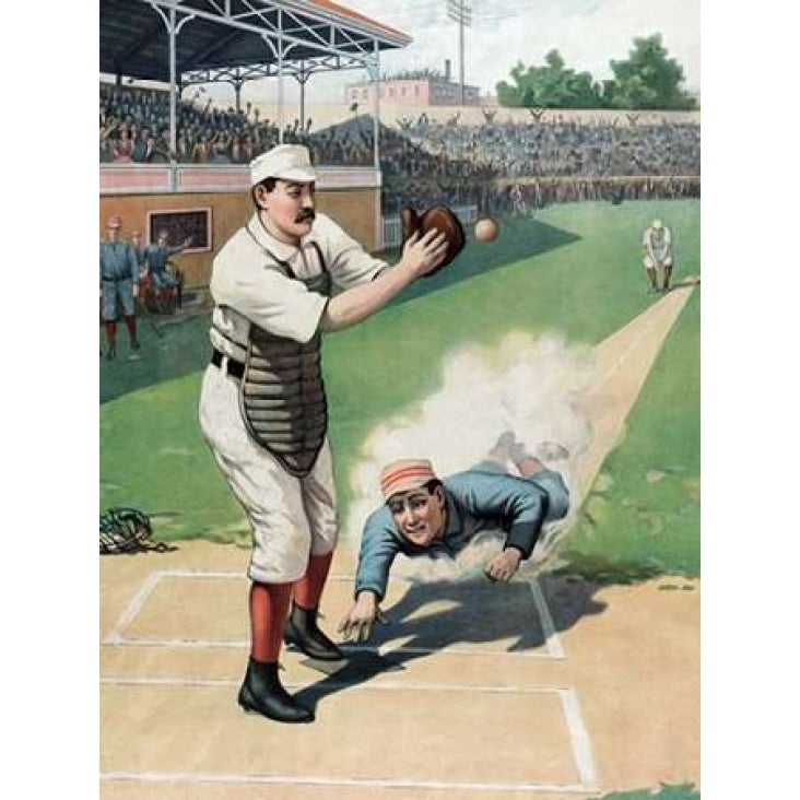 Baseball Play at the Plate Poster Print by Vintage Sports Image 1