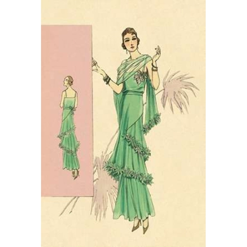 Playful Green Evening Gown Poster Print by Vintage Fashion Image 2