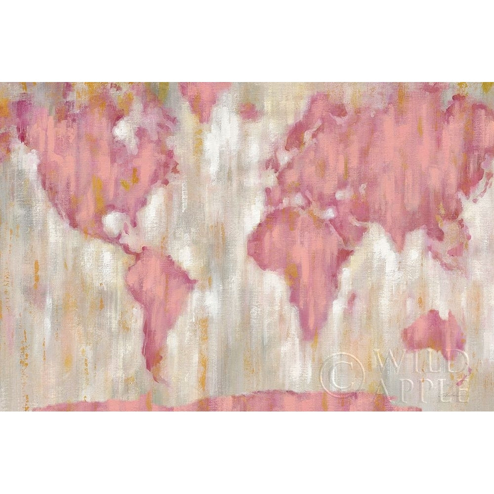 Blushing World Map V2 Crop Poster Print by Silvia Vassileva Image 1