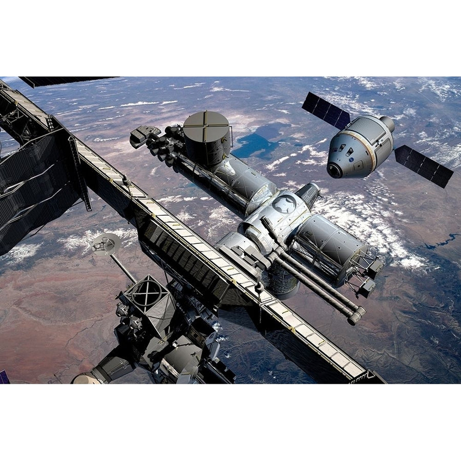 Orion Preparing to Dock with ISS Project Constellation Poster Print by NASA Image 1