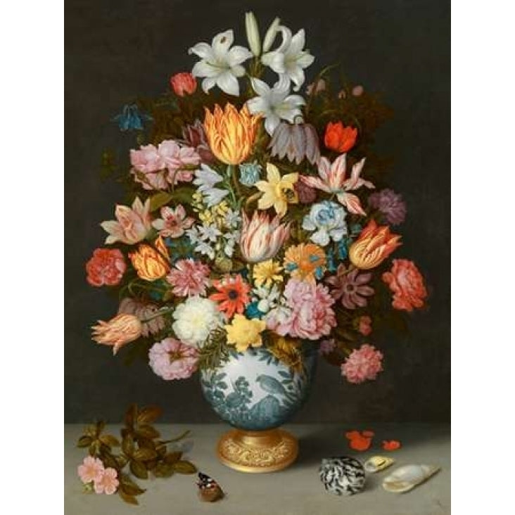 A still life of flowers in a Wan-Li Vase Poster Print by Ambrosius Bosschaert the Elder Image 1