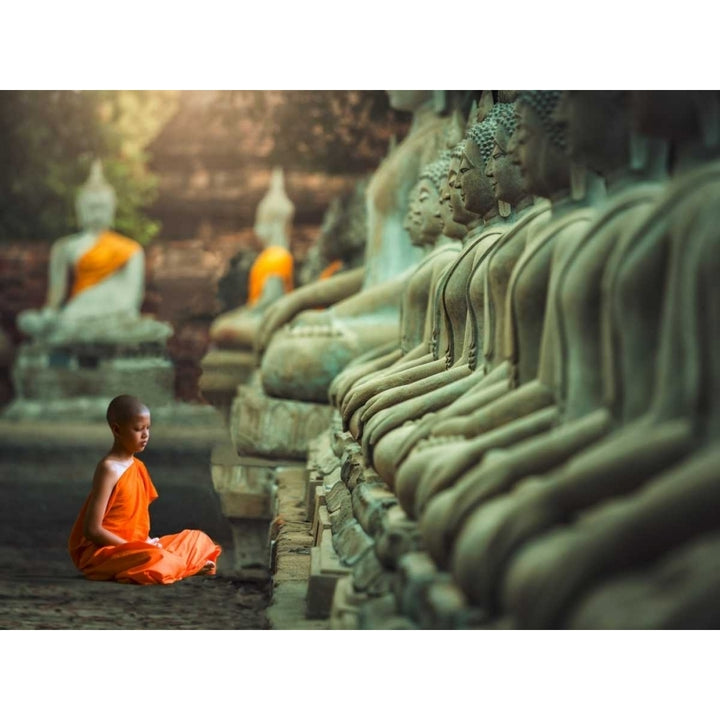 Young Buddhist Monk praying Thailand Poster Print by Pangea Images Image 1