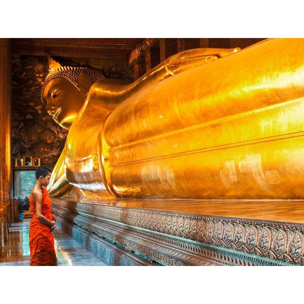 Praying the reclined Buddha Wat Pho Bangkok Thailand Poster Print by Pangea Images Image 1