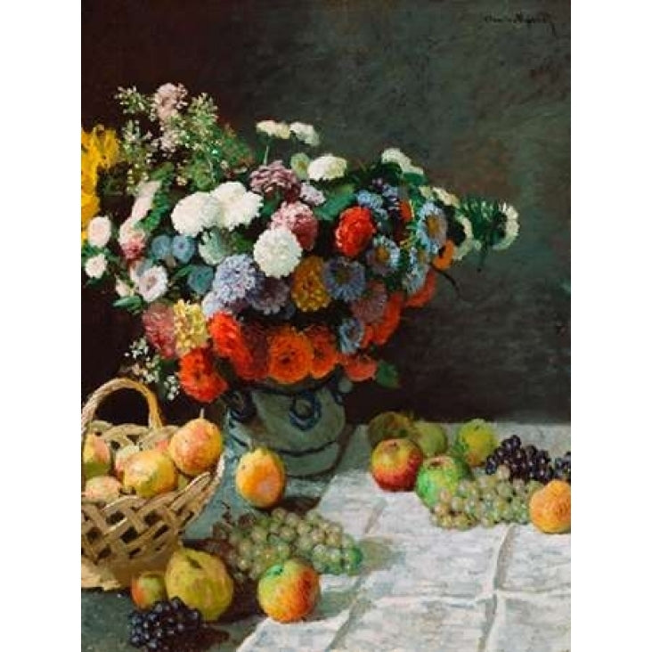 Still life with flowers and fruit Poster Print by Claude Monet Image 1