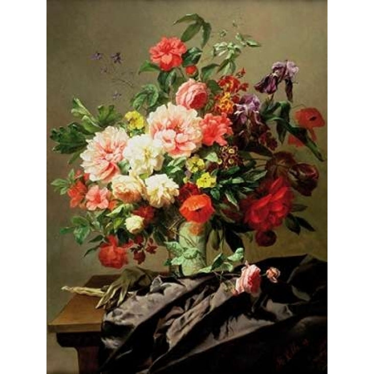 Peonies Poppies and Roses Poster Print by Henri Robbe Image 1