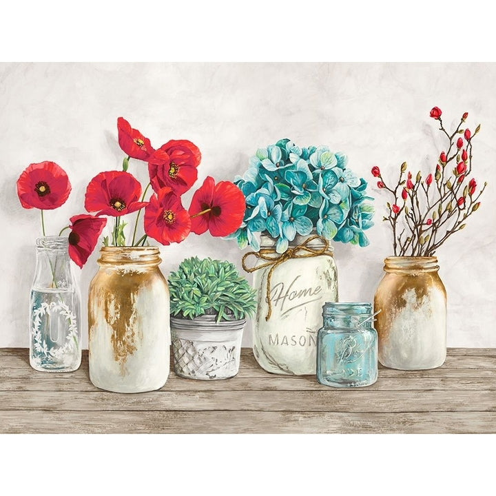 Floral Composition With Mason Jars Poster Print by Thomlinson Jenny Image 1