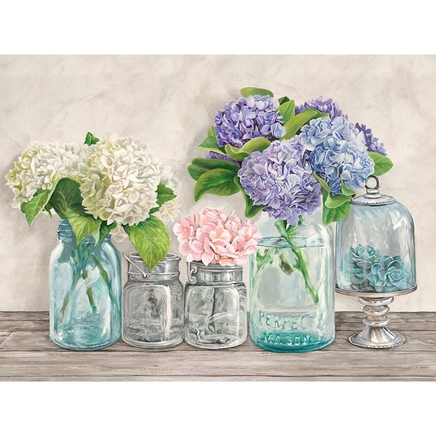 Flowers In Mason Jars Poster Print by Thomlinson Jenny Image 1