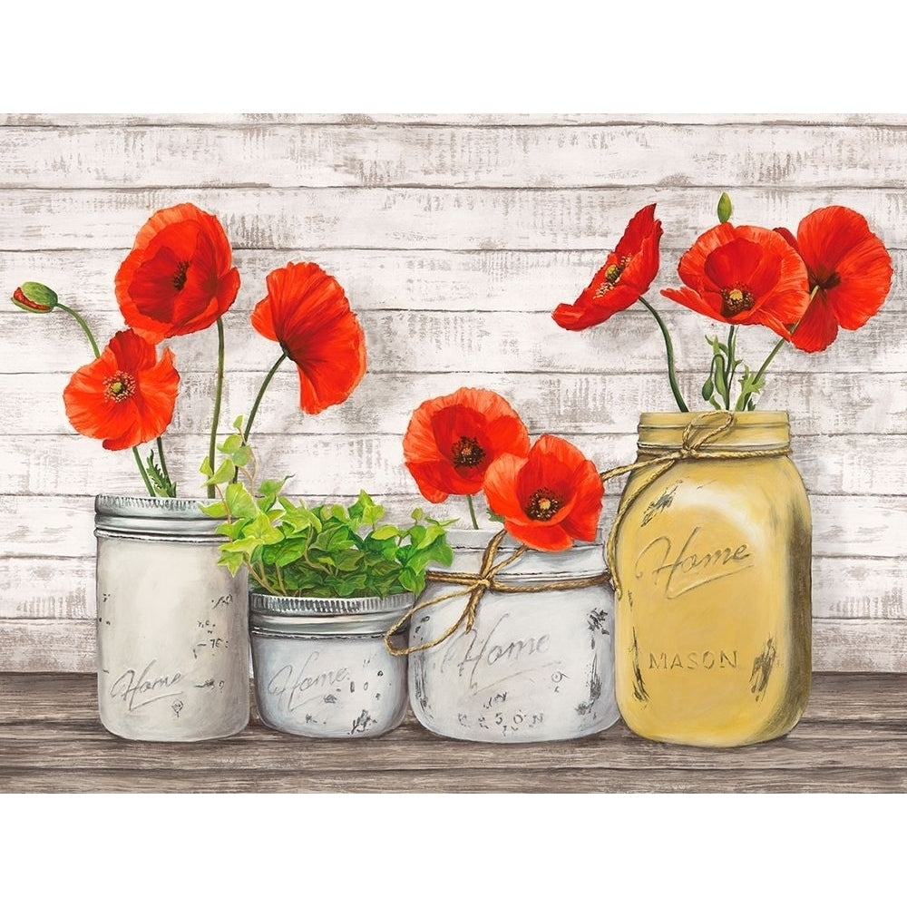 Poppies In Mason Jars Poster Print by Thomlinson Jenny Image 2