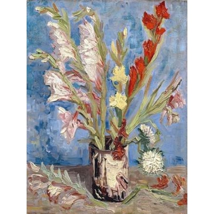 Vase with Gladioli and China Asters Poster Print by Vincent van Gogh Image 2