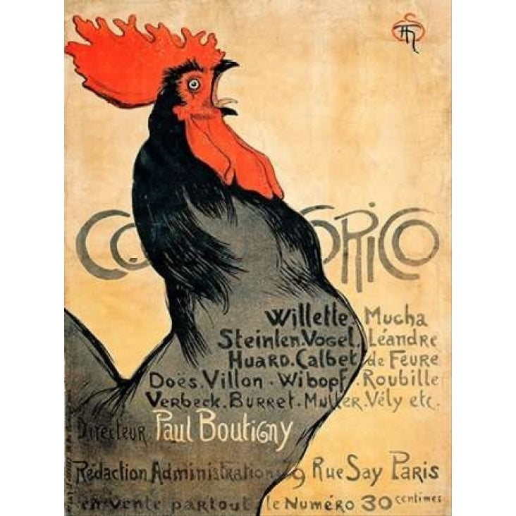 Cocorico Poster Print by Theophile Alexandre Steinlen Image 1