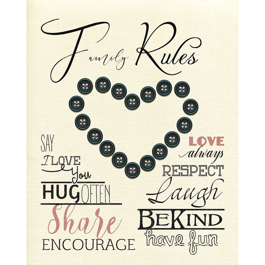 Family Rules Buttons Poster Print by Daniela Santiago Image 1