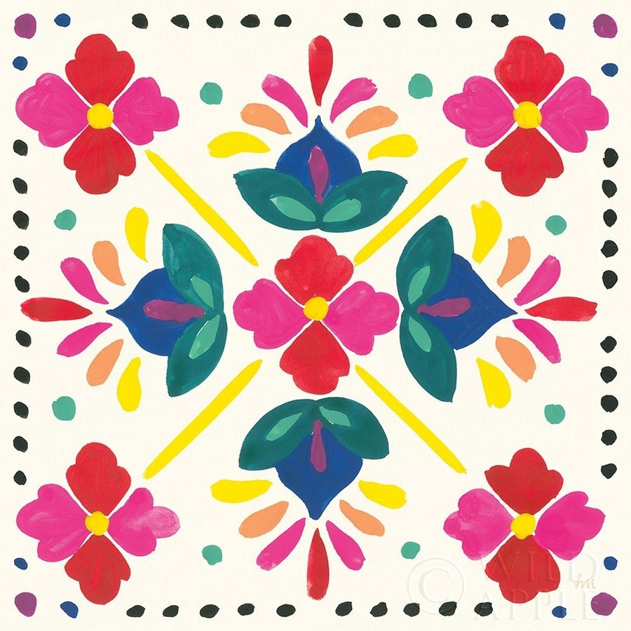 Floral Fiesta White Tile I Poster Print by Laura Marshall Image 1