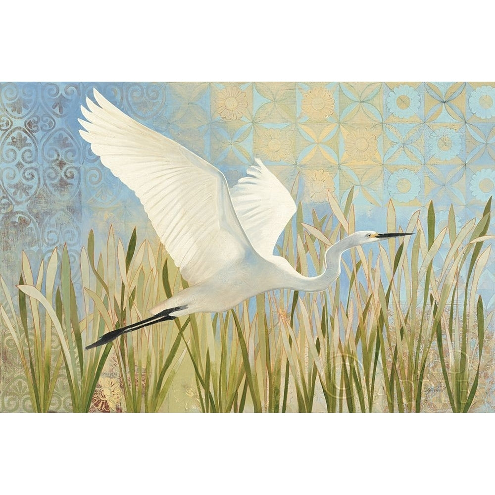 Snowy Egret in Flight v2 Poster Print by Kathrine Lovell Image 1