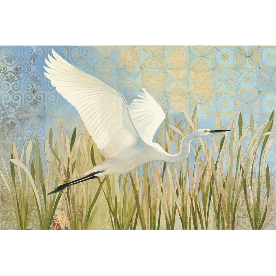 Snowy Egret in Flight v2 Poster Print by Kathrine Lovell Image 1