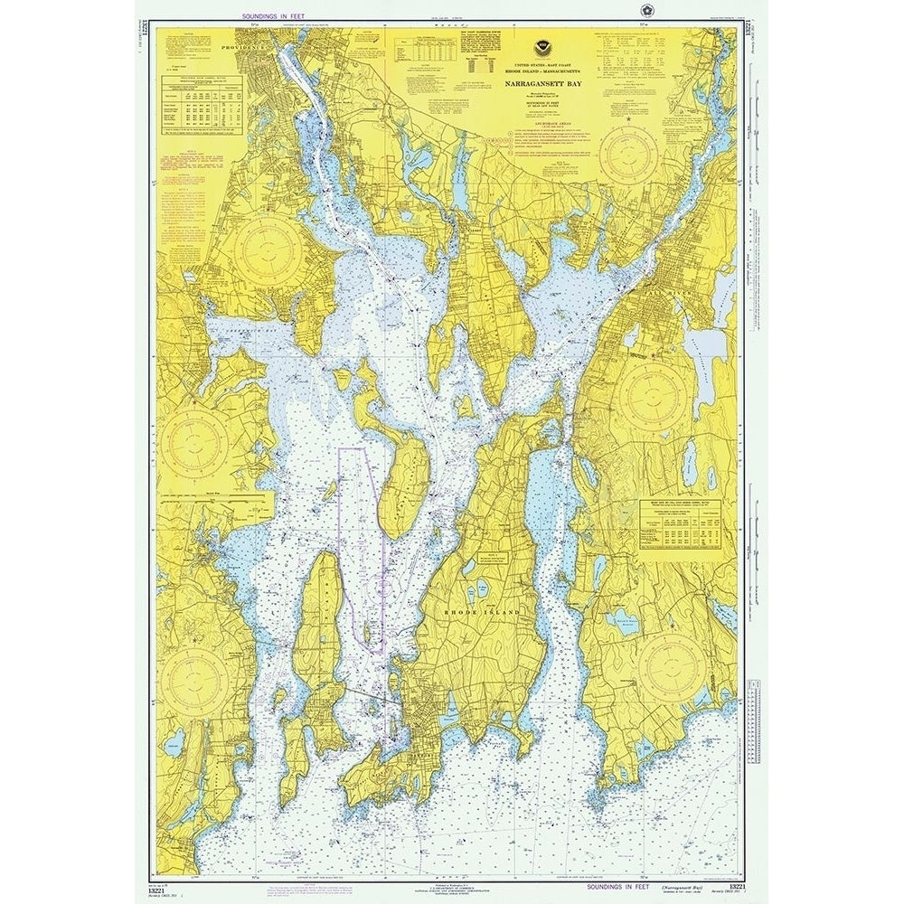 Nautical Chart - Narragansett Bay ca. 1975 Poster Print by NOAA Historical Map and Chart Collection NOAA Historical Map Image 1