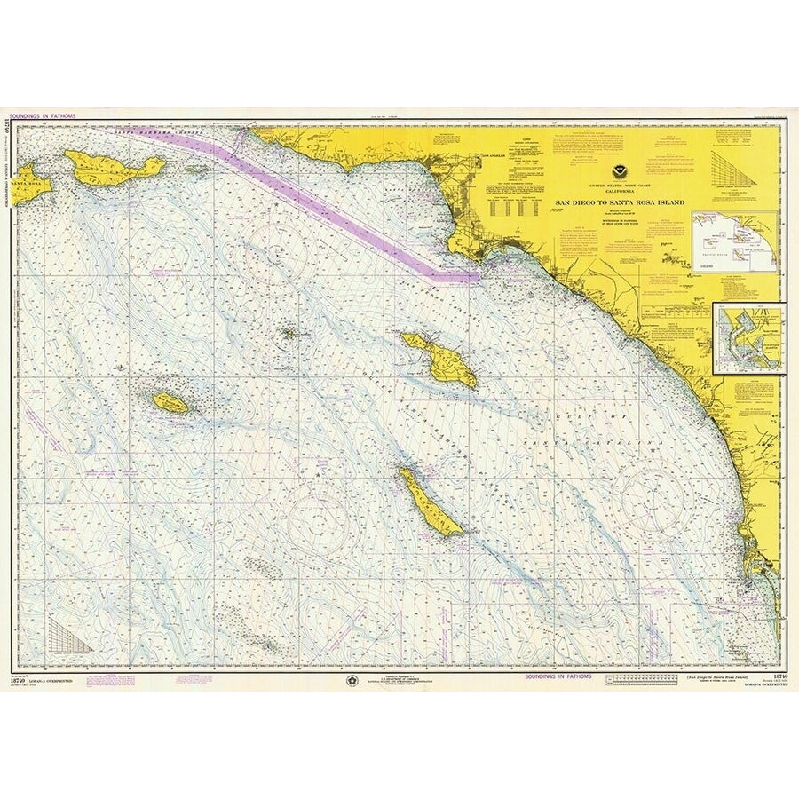 Nautical Chart - San Diego to Santa Rosa Island ca. 1975 Poster Print by NOAA Historical Map and Chart Collection NOAA Image 1