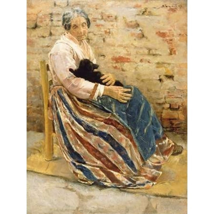 An Old Woman with Cat Poster Print by Max Liebermann Image 2