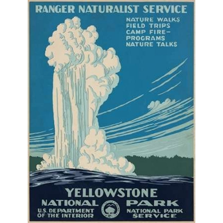 Yellowstone National Park ca. 1938 Poster Print by Ranger Naturalist Service Image 1