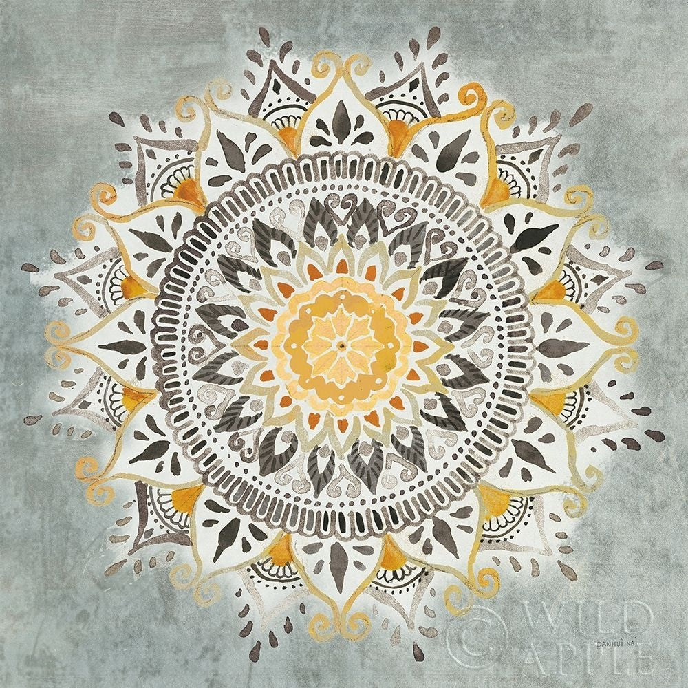 Mandala Delight I Yellow Grey Poster Print by Danhui Nai Image 1