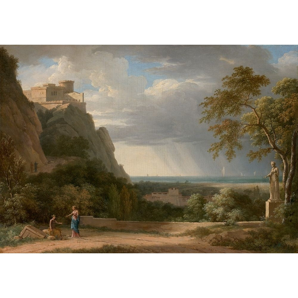 Classical Landscape with Figures and Sculpture Poster Print by Pierre-Henri de Valenciennes Image 1