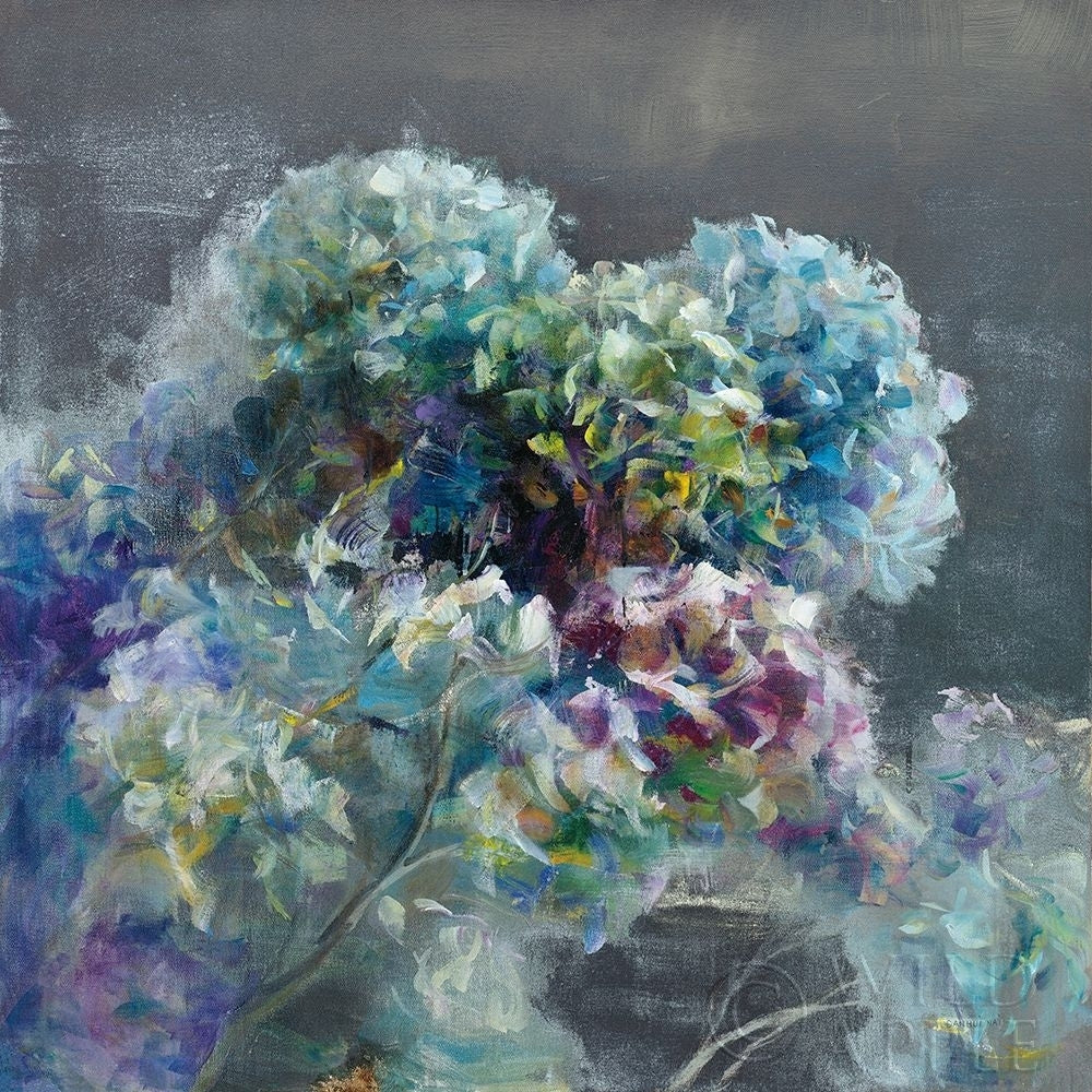 Abstract Hydrangea Dark Poster Print by Danhui Nai Image 1