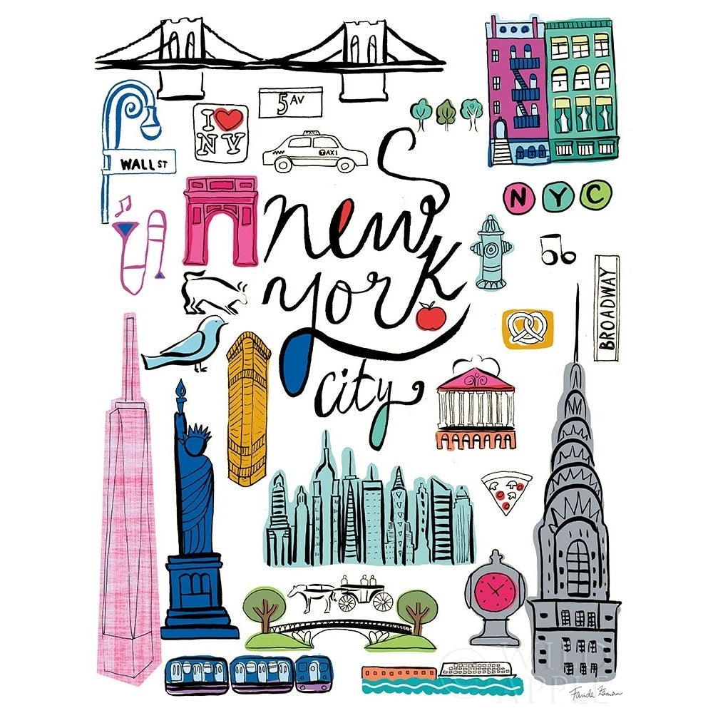 Travel NYC White Poster Print by Farida Zaman Image 1