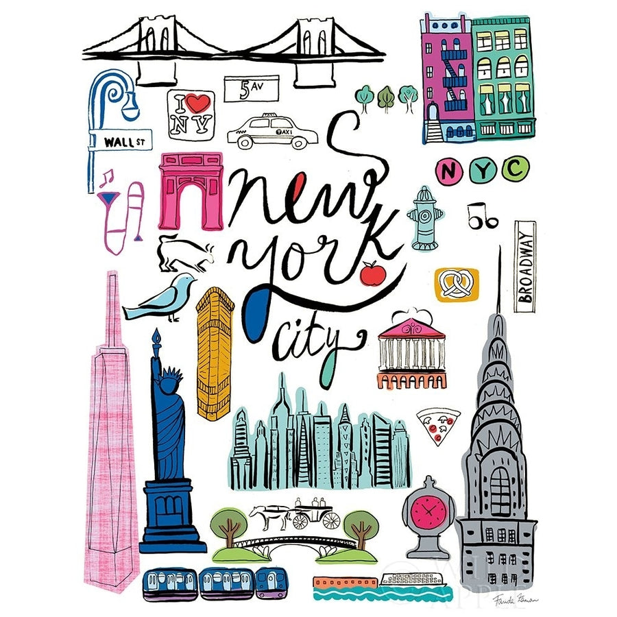 Travel NYC White Poster Print by Farida Zaman Image 1