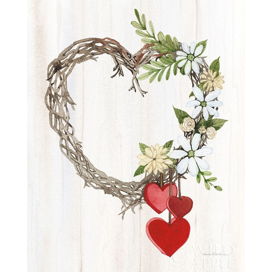 Rustic Valentine Heart Wreath II Poster Print by Kathleen Parr McKenna Image 1