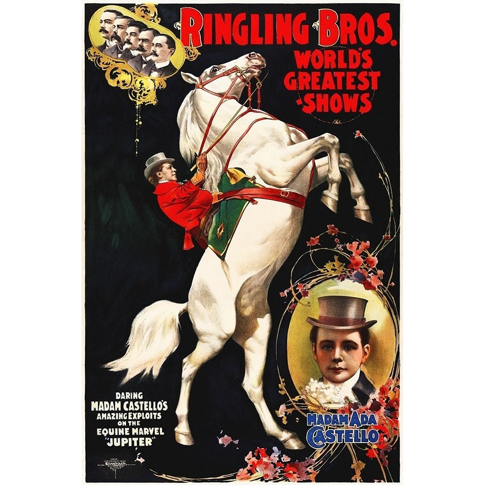 Madam Ada Castello And Jupiter Poster For Ringling Brothers Ca - 1899 Poster Print by Hollywood Photo Archive Hollywood Image 1