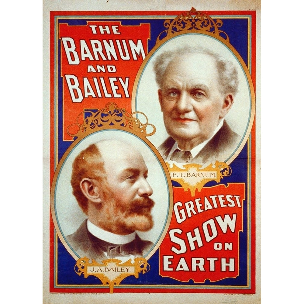 The Barnum and Bailey Greatest Show On Earth - Portraits Of P.T. Barnum and J.A. Bailey - 1897 Poster Print by Hollywood Image 1