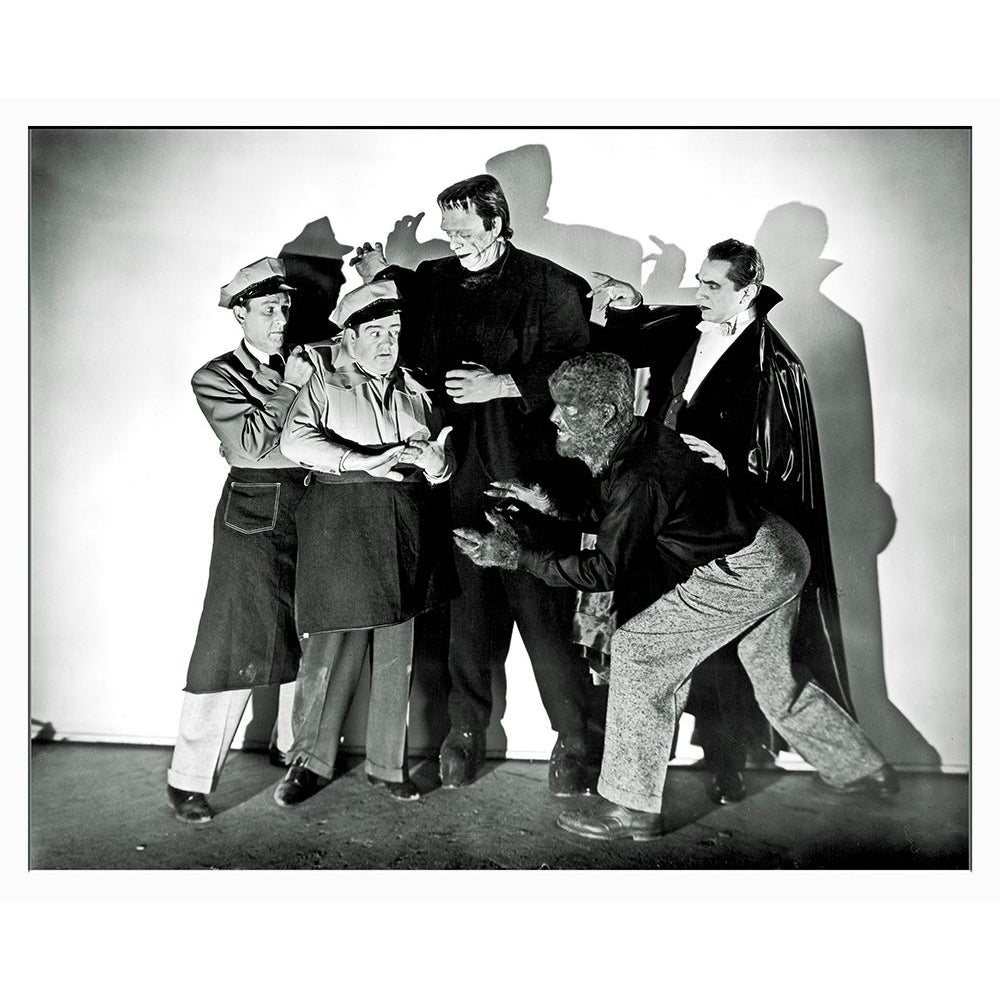 Abbott and Costello - Promotional Still with Frankenstein Dracula and Wolfman Poster Print by Hollywood Photo Archive Image 1