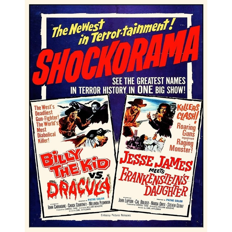 Double Feature - Billy the Kid vs. Dracula and Jesse James Meets Frankensteins Daughter Poster Print by Hollywood Photo Image 1