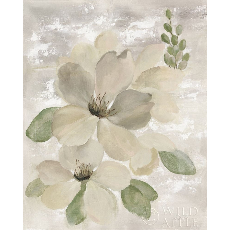 White on White Floral II Sage Poster Print by Silvia Vassileva Image 1