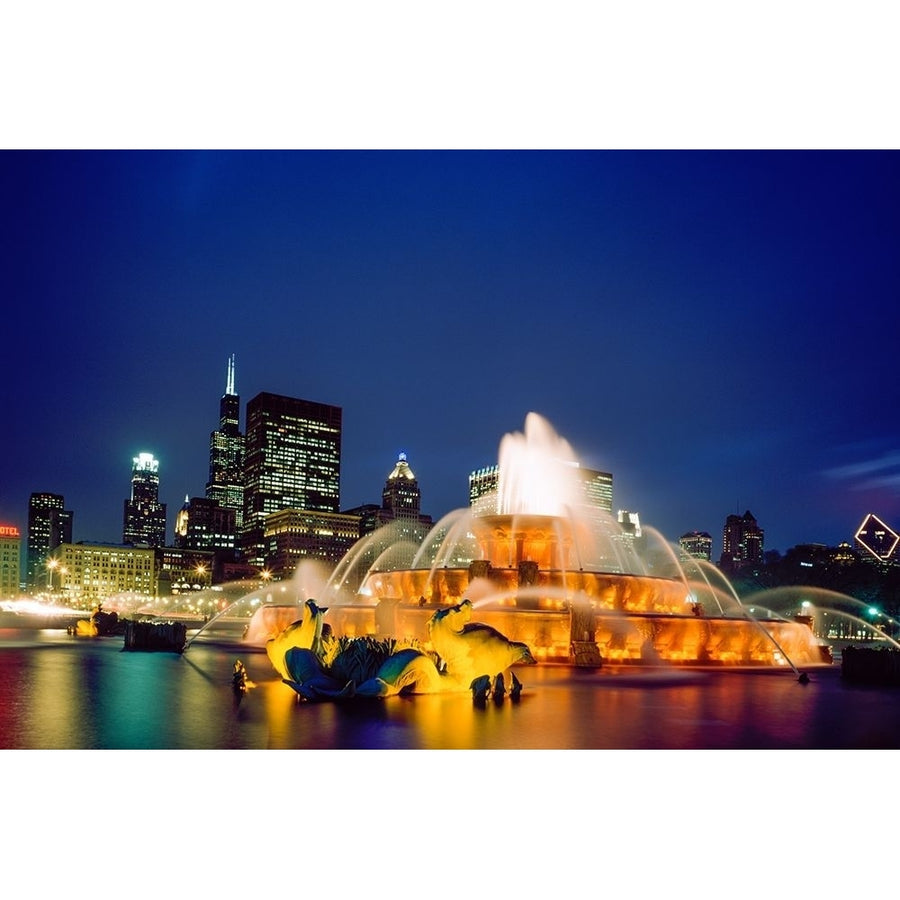 Dusk view of Buckingham Fountain in Chicago Illinois Poster Print by Carol Highsmith 50020 Image 1