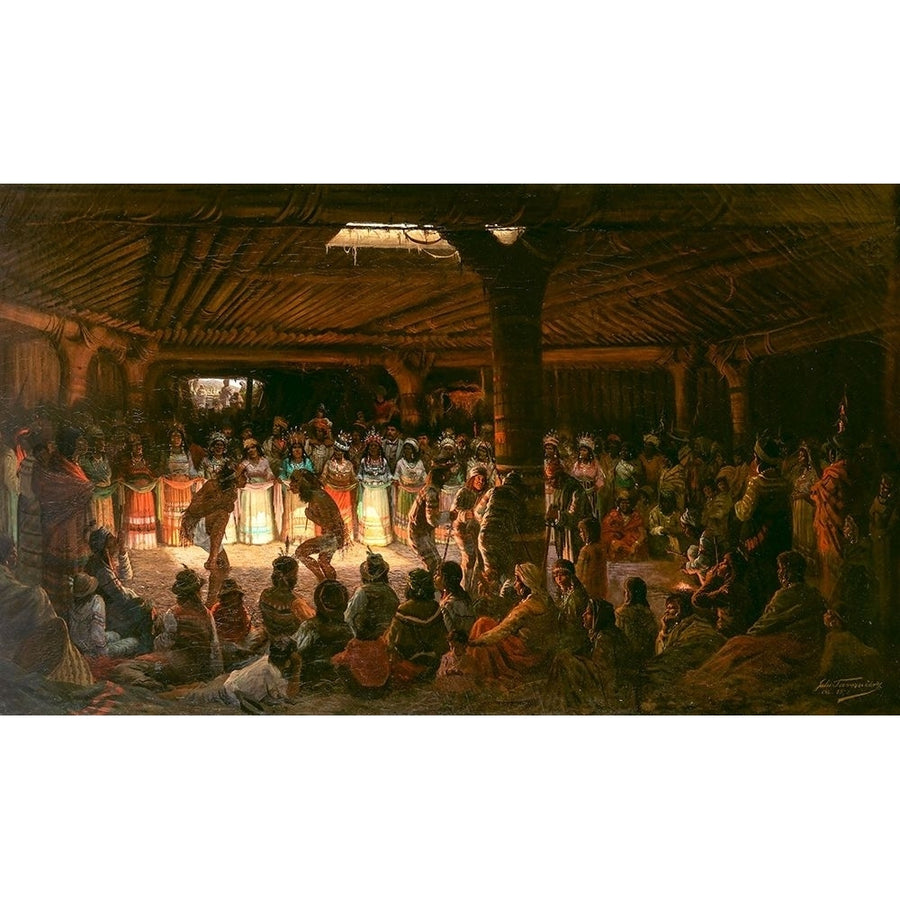 Dance in a Subterranean Roundhouse at Clear Lake California Poster Print by Jules Tavernier 50816 Image 1