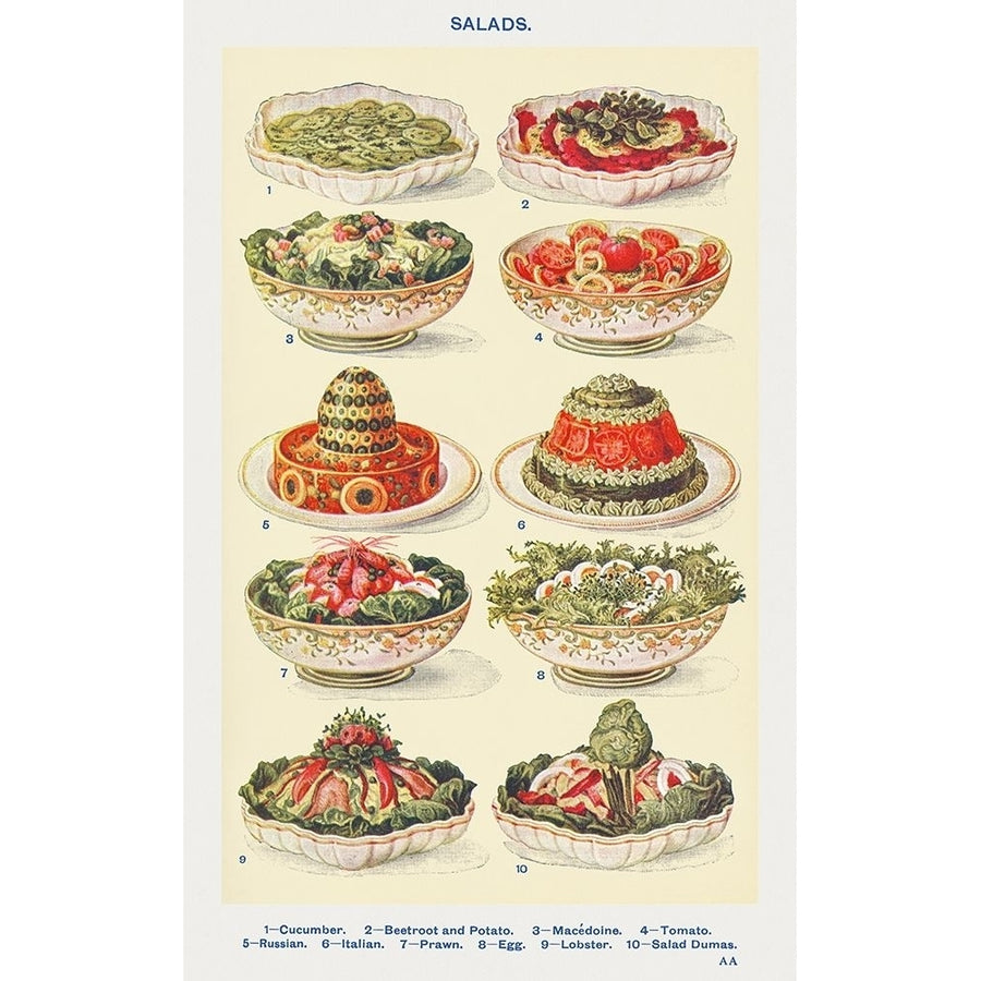 Salad Poster Print by Mrs. Beetons Book of Household Management Mrs. Beetons Book of Household Management 54701 Image 1