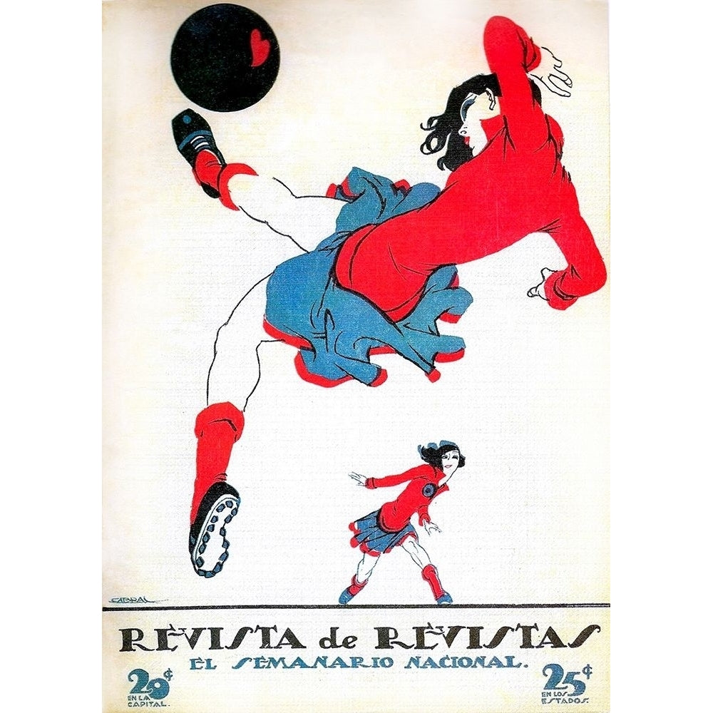 Mexican Magazine Cover 1920 Womens Soccer Poster Print by Ernesto Garcia Cabral 56013 Image 1