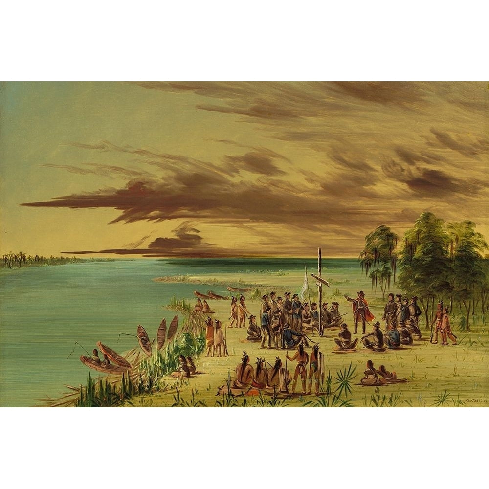 La Salle Claiming Louisiana for France April 9 1682 Poster Print by George Catlin 56087 Image 1