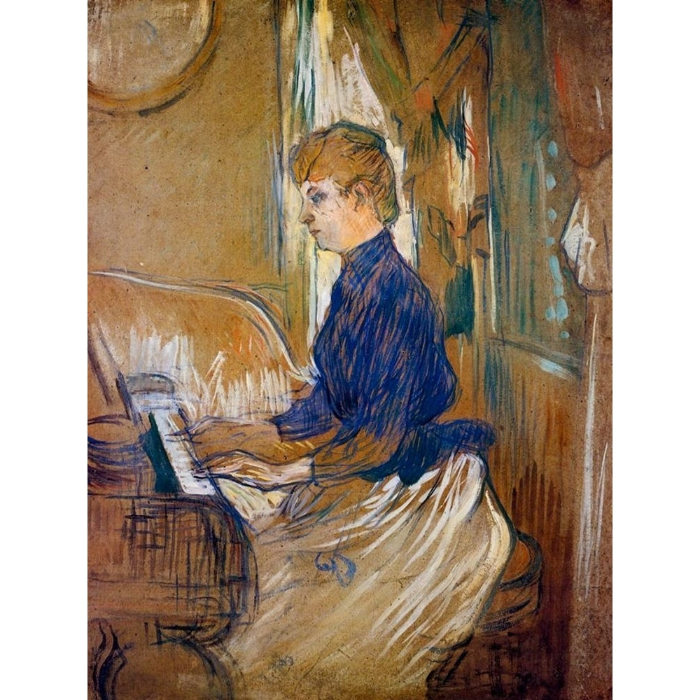 At the Piano Madame Juliette Pascal in the Salon of the Chateau de Malrome Poster Print by Henri de Toulouse-Lautrec Image 1