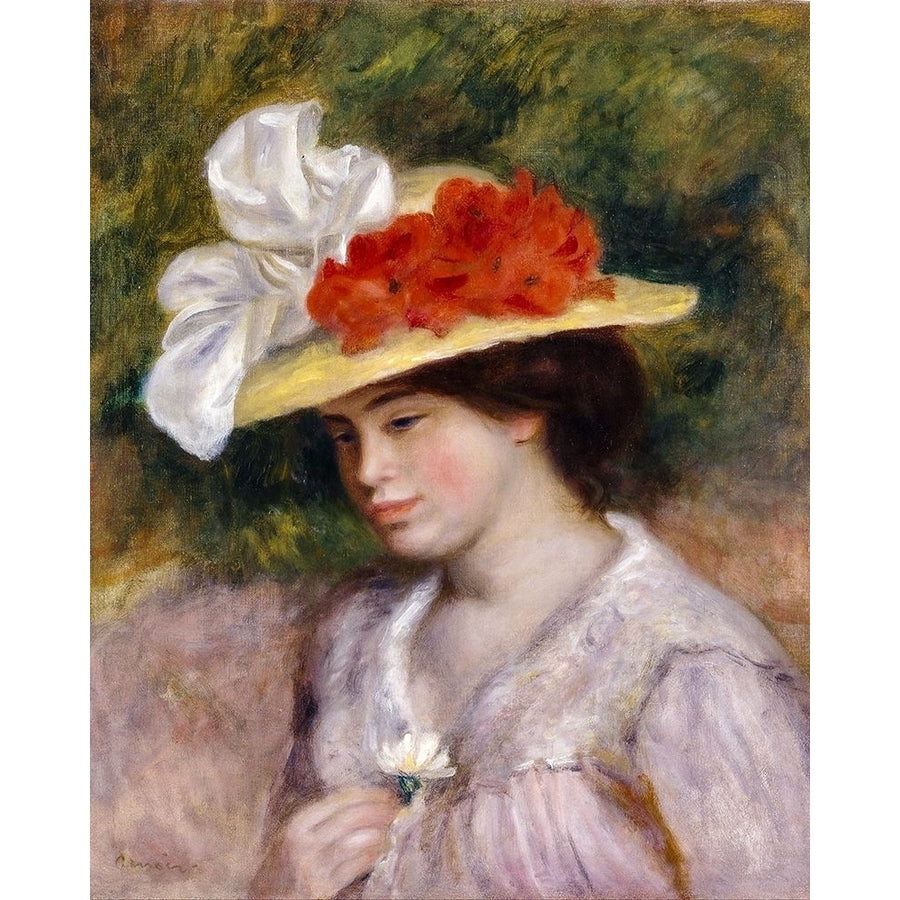 Woman in a Flowered Hat Poster Print by Pierre-Auguste Renoir 57378 Image 1