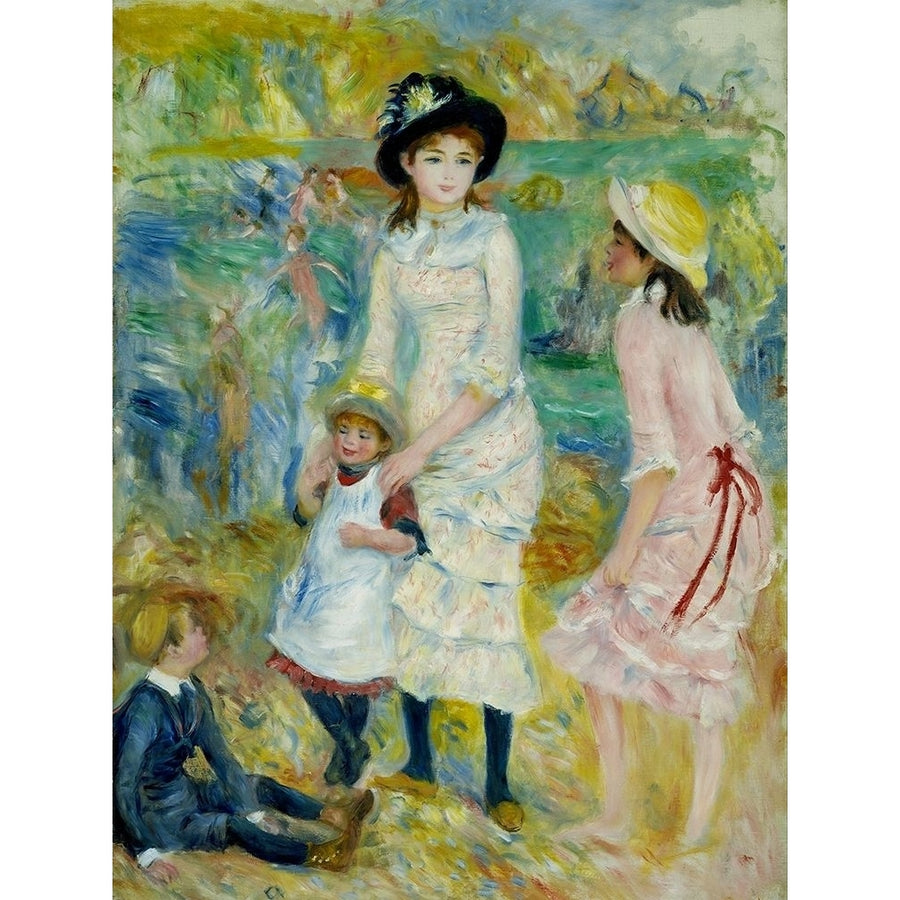 Children on the Seashore Guernsey Poster Print by Pierre-Auguste Renoir 57397 Image 1