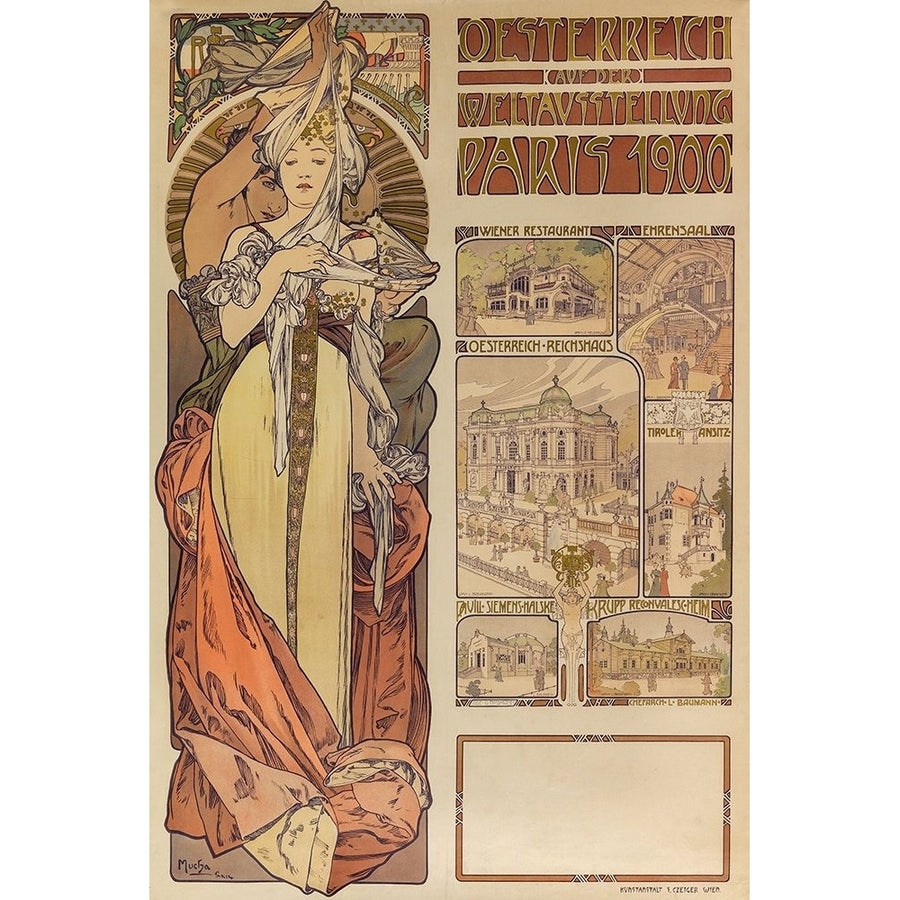 Poster Austria at the World Exhibition Paris 1900 by Alphonse Mucha Image 1