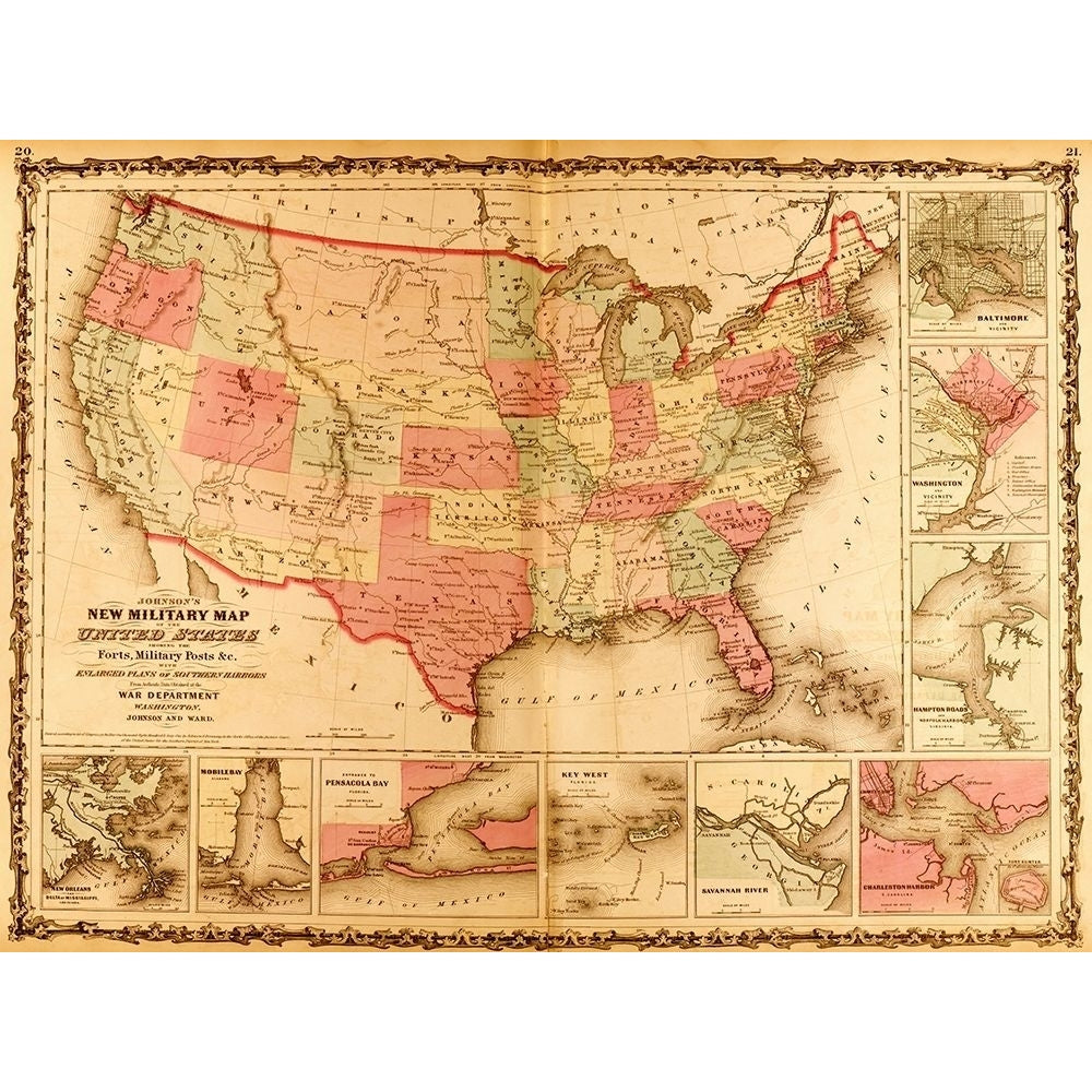 Military Map of the United States 1862 by Vintage Maps Image 1