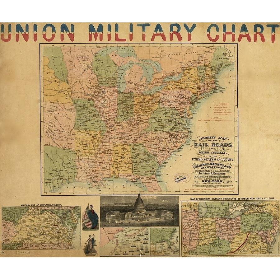 Union Military Chart 1861 by Vintage Maps Image 1