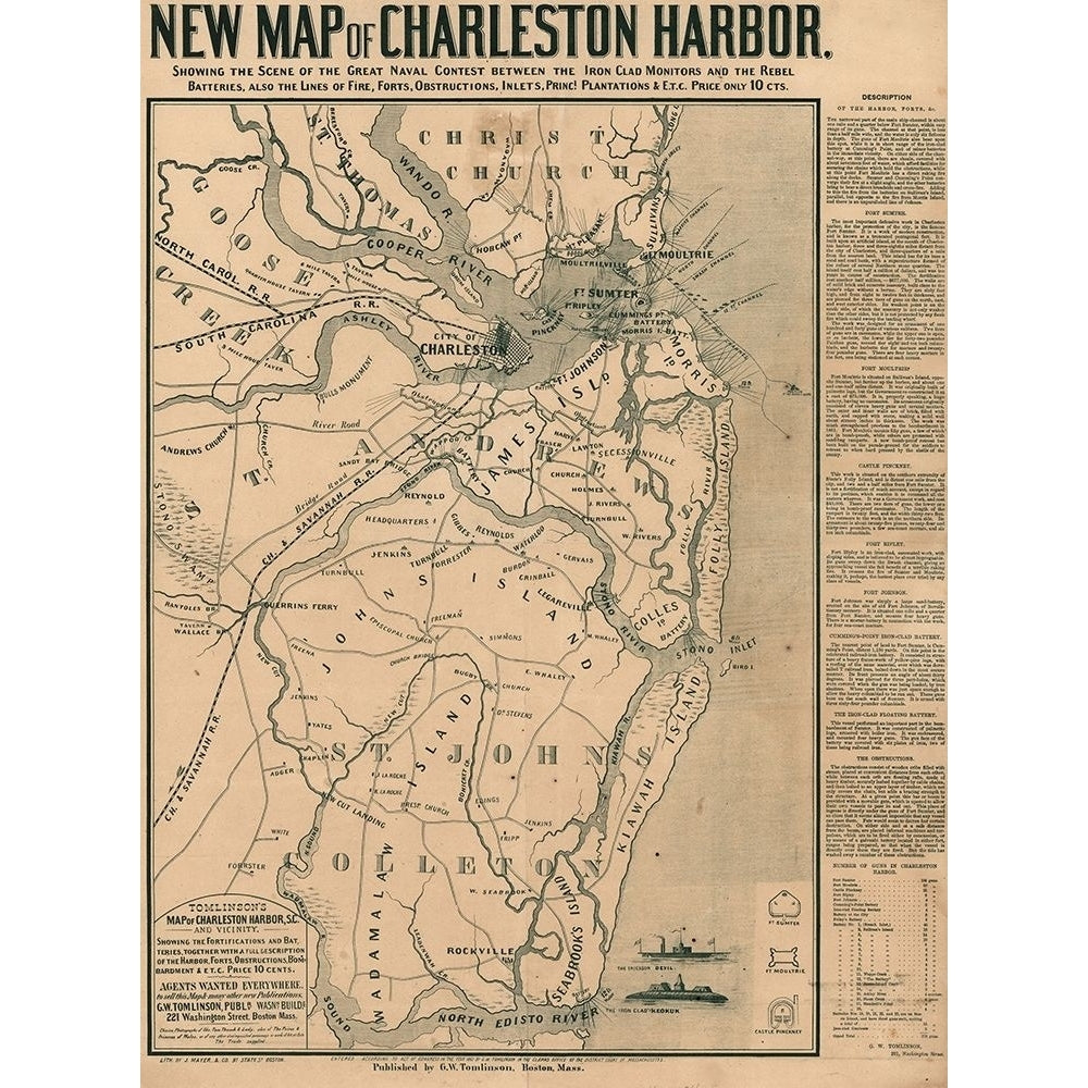 Charleston Harbor Battle of the Iron Clads by Vintage Maps Image 1